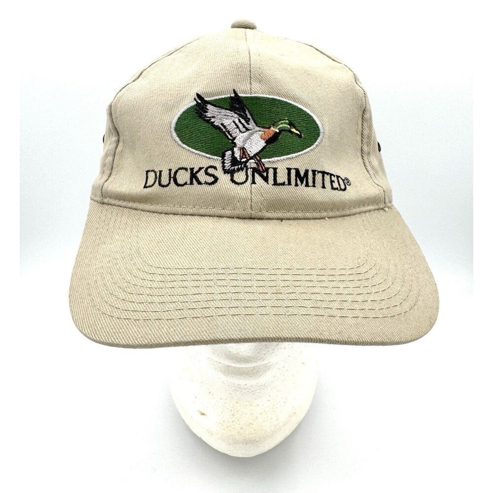 Ducks Unlimited Strapback Hat Khaki Embroidered Mallard Duck One Size